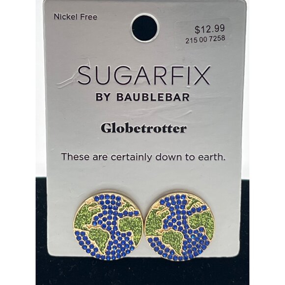 Sugarfix By Baublebar Globetrotter Nickel-Free Earth Map Stud Earrings - Picture 2 of 6